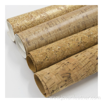 PU cork faux leather fabric with genuine cork